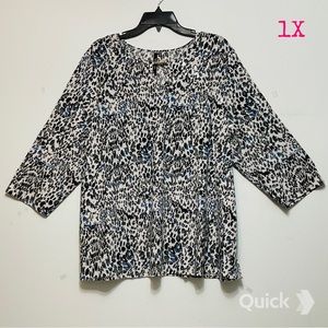 1X - New Cathy Daniels Sequin Print Top